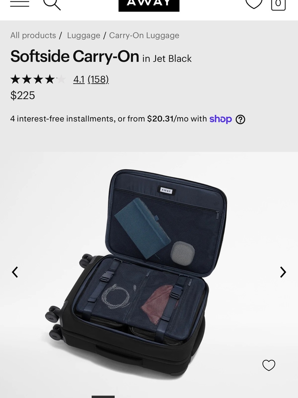 AWAY Softside Carry-On in Jet Black - Picture 15 of 16